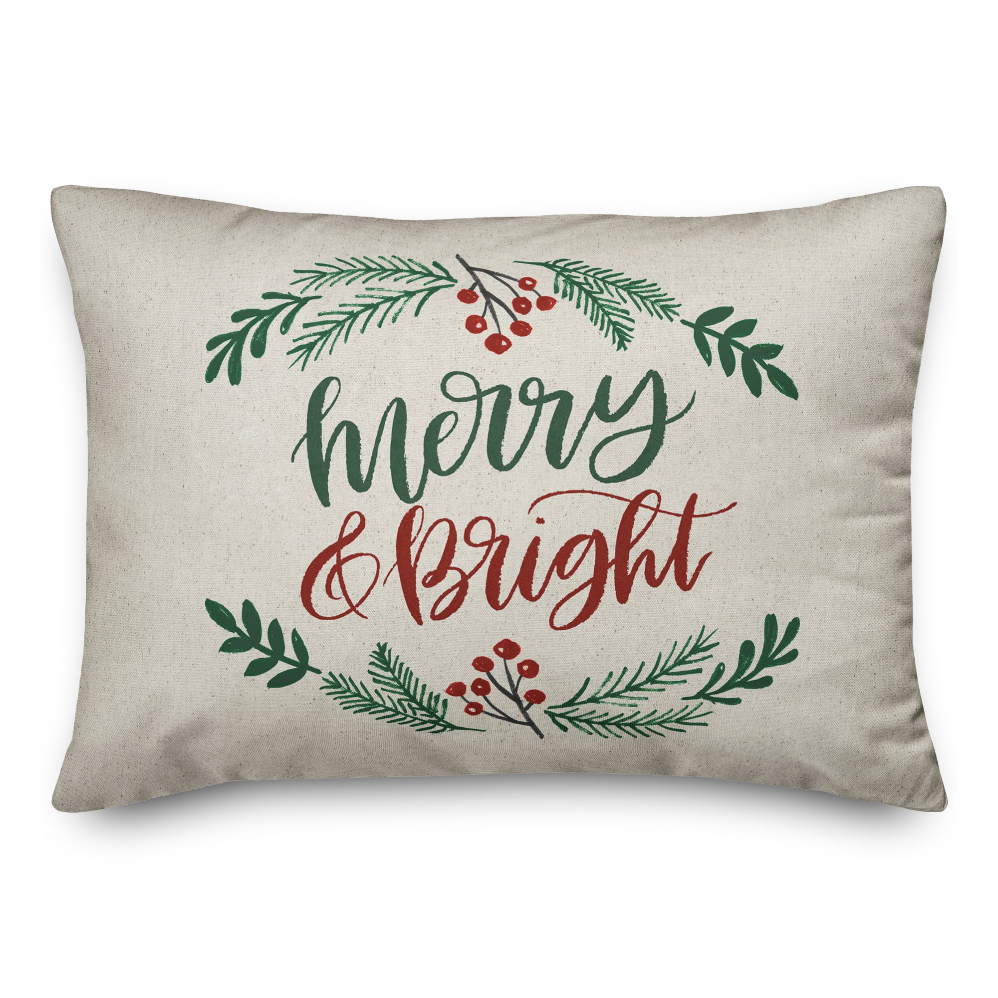 Merry and Bright Script 20" x 14" Spun Poly Pillow